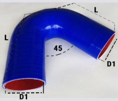 Патрубок угловой 45 град. универсальный силикон ID70х150х150