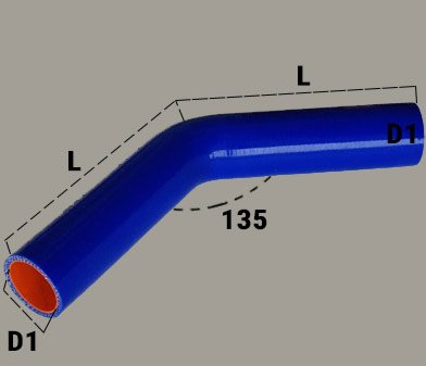 Патрубок угловой 135 град. универсальный силикон ID16х150х150