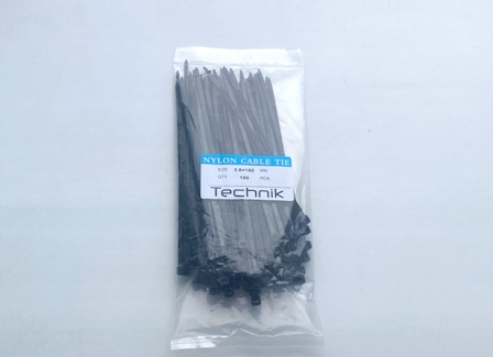 Стяжка кабельная 4,8 (5) *400 Черная (100) (Technik)