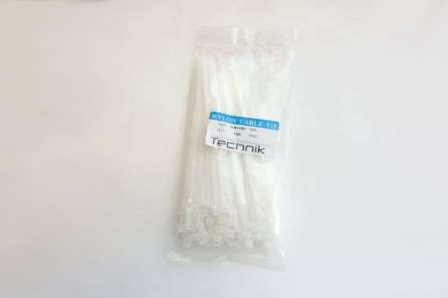 Стяжка кабельная 7,6 (8) *250 Белая (100) (Technik)