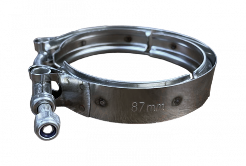 Хомут V-образный КАМАЗ,ПАЗ трубы приемной дв.Cummins 87 мм (3903652, 33023-1203031 ГАЗ), W2 (нерж)