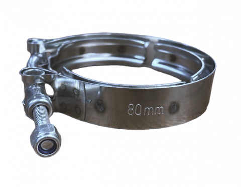 Хомут V-образный КАМАЗ,ПАЗ турбокомпрессора дв.Cummins 80мм (3212480, 3538932), W2 (нерж)