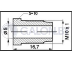 WP Z-105 Штуцер тормозной трубки универсальный M10X1.0, L=16.7MM, S=10, D=5MM