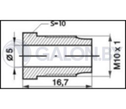 WP Z-105 Штуцер тормозной трубки универсальный M10X1.0, L=16.7MM, S=10, D=5MM