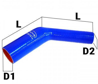 Патрубок угловой переходной 135гр силикон d=16/20 L 150*150