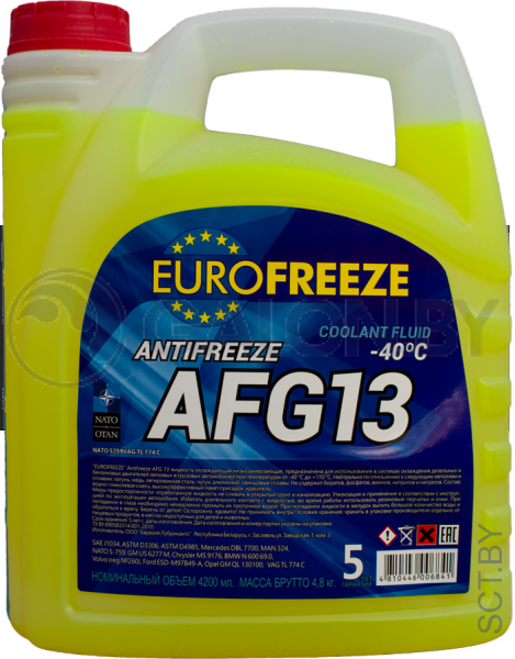 Антифриз EUROFREEZE AFG13 -40°C ЖЕЛТЫЙ 4.8кг