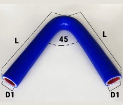 Патрубок угловой 45 град. универсальный силикон ID28х150х150